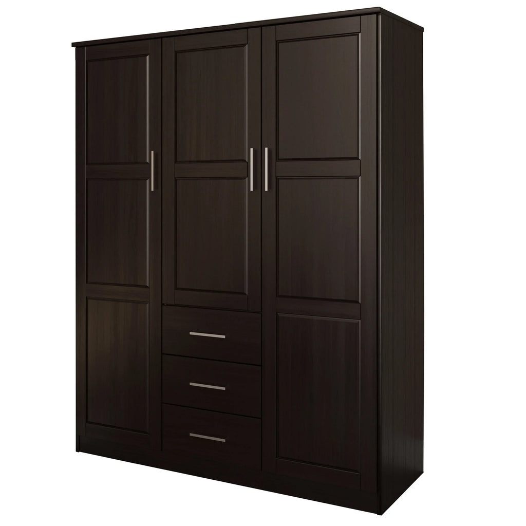 Armadio guardaroba a 3 ante Cosmo Palace Imports in legno massello al 100%, con ante in legno massello o a specchio