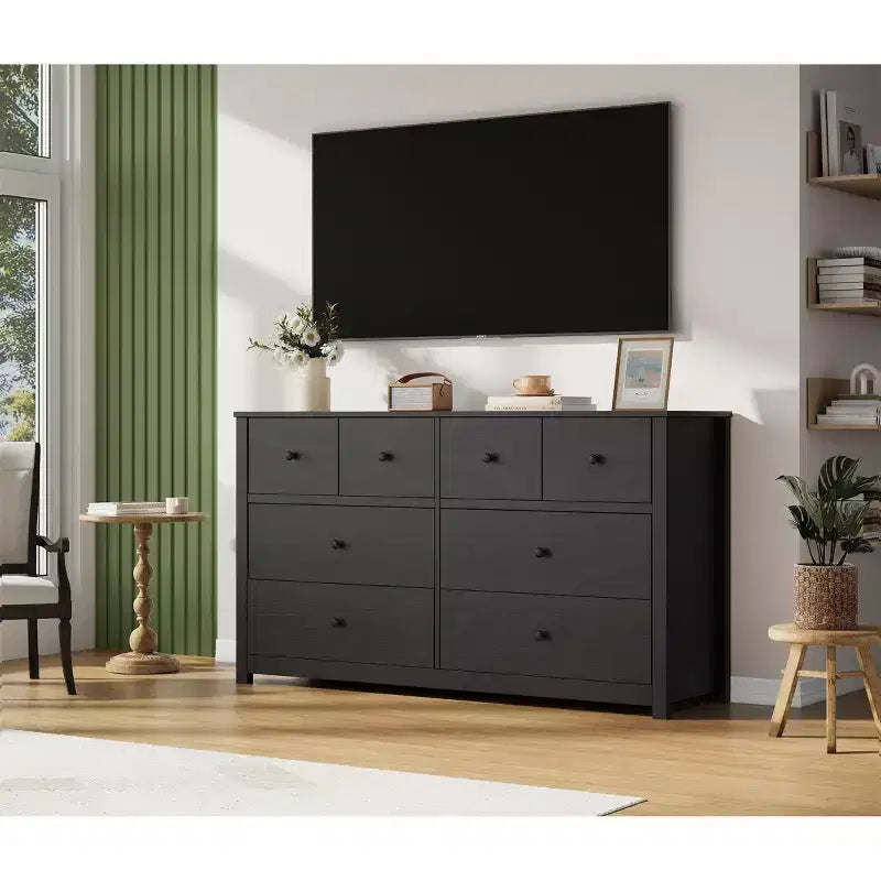 Cassettiera moderna a 8 cassetti per camera da letto, ampia cassettiera in legno con cassetti profondi, mobile contenitore indipendente per soggiorno