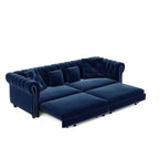 Canapé-lit escamotable et convertible Whisen en velours, format très grand lit, 3-en-1, avec ottoman amovible et design capitonné