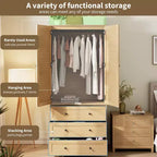 Armadio guardaroba COZONY con 3 cassetti e 2 ante, mobile guardaroba moderno in legno per camera da letto, armadio indipendente bianco resistente