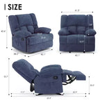 Fauteuil inclinable à bascule bleu surdimensionné avec revêtement en chenille