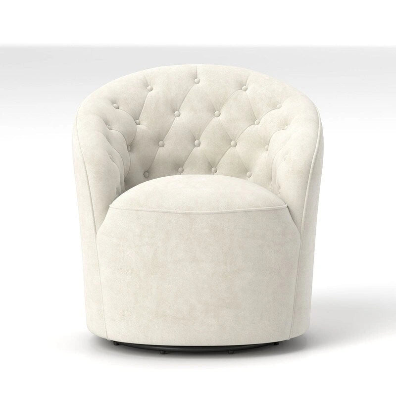 Lot de 2 fauteuils tonneau modernes SEYNAR en velours rembourré, pivotants à 360 degrés, avec dossier capitonné à boutons