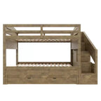 Letto a castello Whisen Twin XL con letto estraibile, contenitore, legno massello, scala contenitore, armadio e 3 cassetti, per bambini