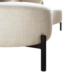 Divano curvo a 3 posti con cuscini sferici, misto lino beige