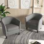 Set di 2 poltrone d'accento moderne in lino, a forma di botte, poltrone club