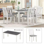 Ensemble de table à manger extensible de style champêtre pour 6 personnes, table rectangulaire et 6 chaises rembourrées