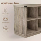 Libreria organizer con 8 scomparti, mobile orizzontale in stile rustico, libreria in legno da 62 pollici con vani portaoggetti per ingresso, libreria lunga e bassa per soggiorno