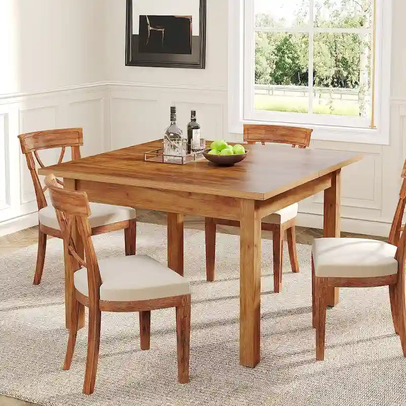 Tavolo da pranzo quadrato da 39,4 pollici per 2-4 persone con gambe in legno massello per soggiorno e sala da pranzo
