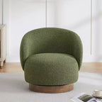 Fauteuil tonneau pivotant rembourré d’appoint Spruce&Spring avec base en bois