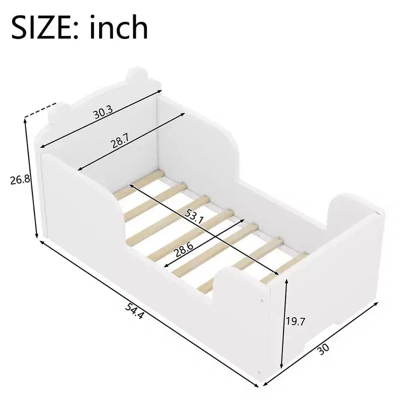 Letto da pavimento a forma di orso Okak per bambini dai 3 ai 6 anni, struttura per letto da bimbo con sponda di sicurezza, grazioso letto per bambini a forma di animale