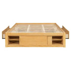 Whisen Queen Platform Bed Frame with 4 Storage Drawers and Footboard Storage