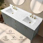 Meuble-lavabo Vanity Art 72 à double vasque avec plateau en marbre reconstitué