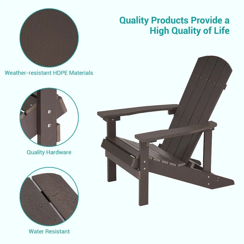 Ensemble de 4 fauteuils Adirondack d’extérieur Bonosuki en bois résistant aux intempéries