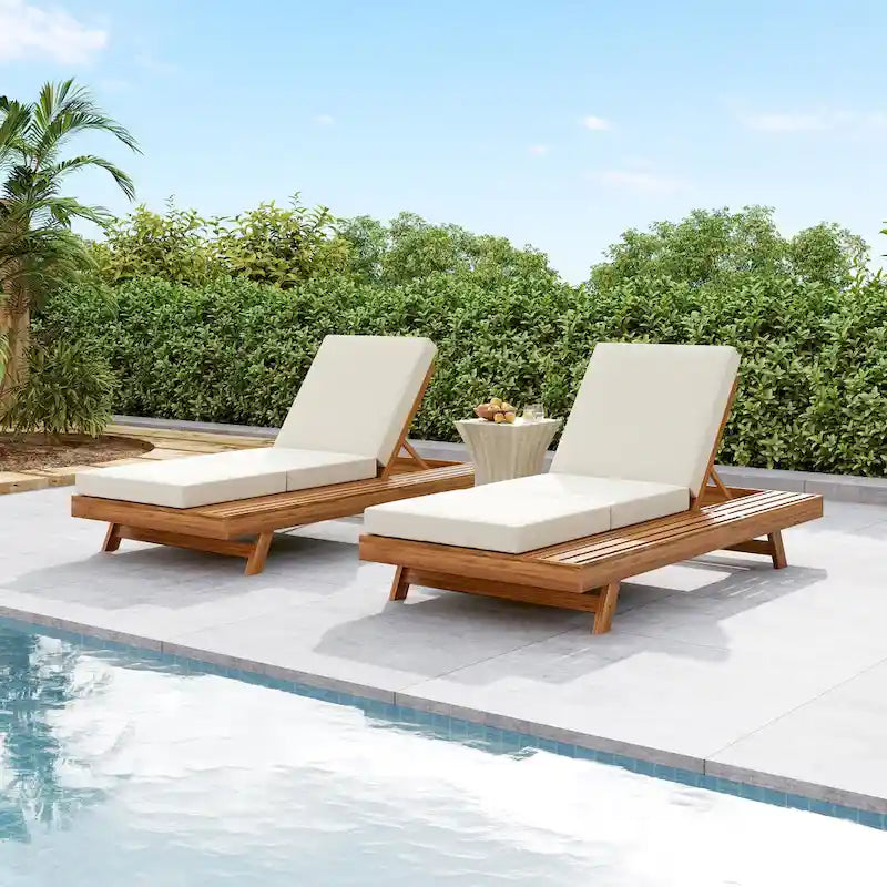 Set di 2 chaise longue da esterno in acacia Christopher Knight Home Michael