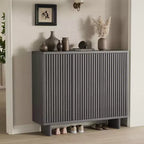 Meuble à chaussures Acekool 46 avec porte rainurée, meuble de rangement à 5 niveaux, banc d’entrée rustique pour couloir, hauteur de 41.5