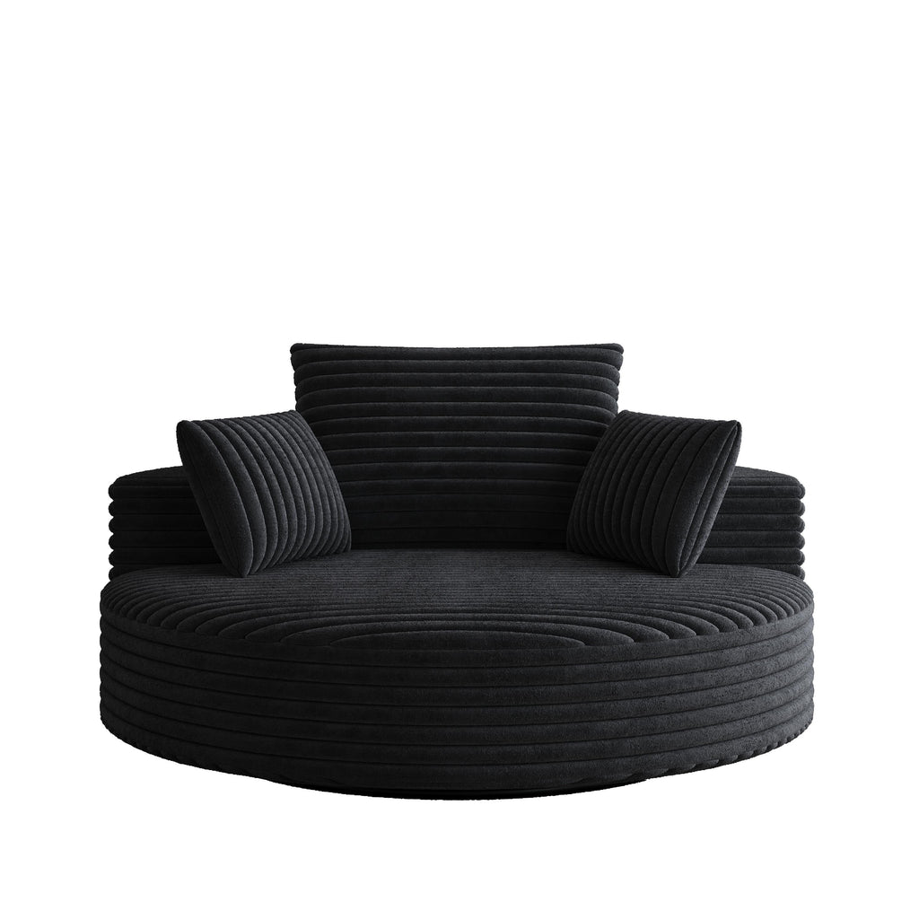 Fauteuil pivotant individuel en mousse et chenille côtelée