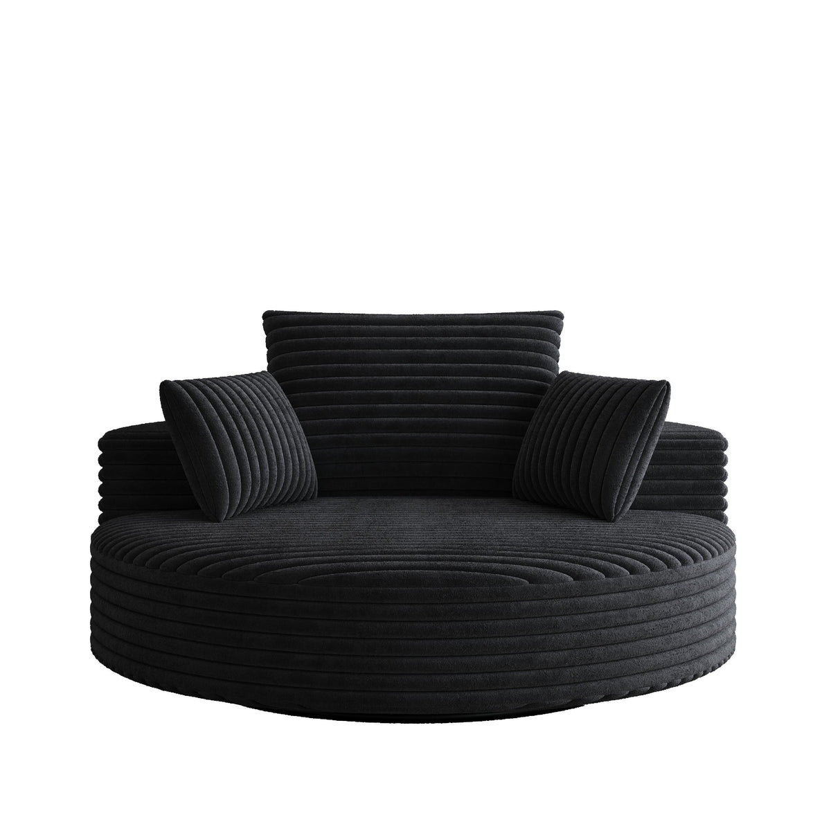 Fauteuil pivotant individuel en mousse et chenille côtelée