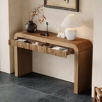 Table console rustique Whisen, table d’entrée et table d’appoint avec façade de tiroir cannelée