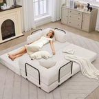 Canapé-lit convertible 4-en-1, matelas de sol pliant en velours côtelé sans cadre de 79 pouces avec oreiller, causeuse sans assemblage pour petit appartement