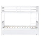 Twin Over Twin Modern Wood Bunk Bed with Trundle, Convertible into 2 Beds