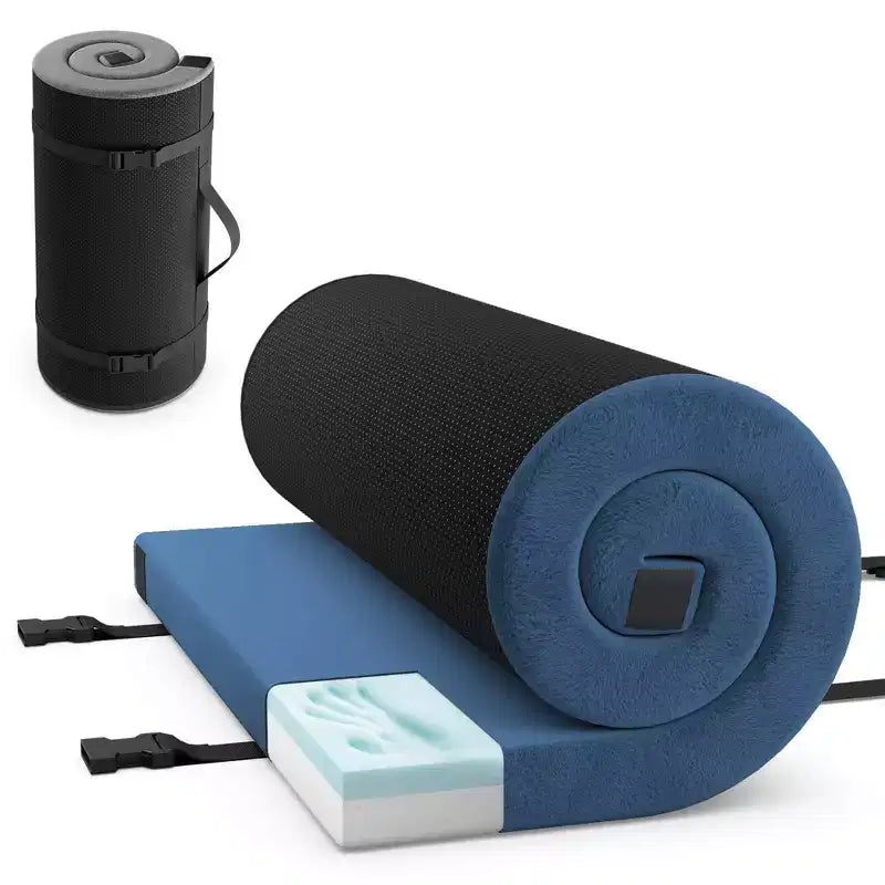 Materasso da campeggio in memory foam Costway con fondo antiscivolo e borsa da viaggio per dormire all’aperto, grigio/blu