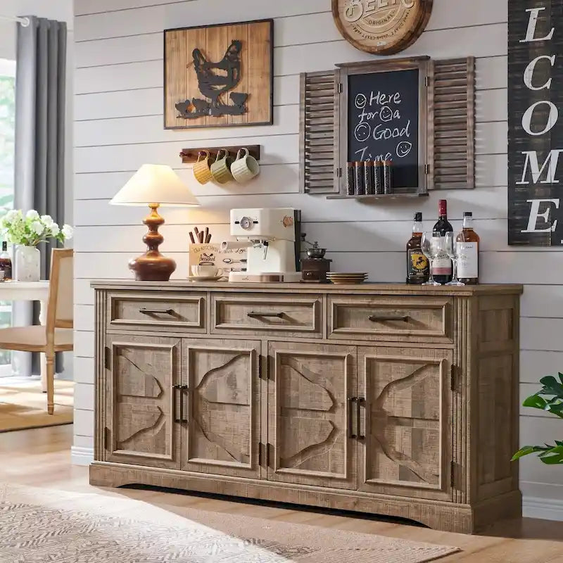 Farmhouse Buffet Sideboard Cabinet,Coffee Bar Wine Bar for Dining Room - N/A