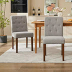 Set di 6/4 sedie da pranzo Parsons con bottoni capitonné, sedie da cucina in tessuto imbottito con gambe in legno e sedute imbottite, stile moderno