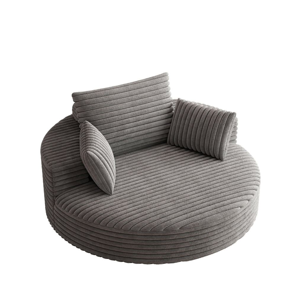 Fauteuil pivotant individuel en mousse et chenille côtelée