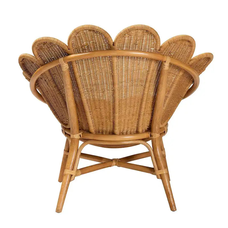 Fauteuil d’appoint fleuri Blossom bohème en rotin couleur miel