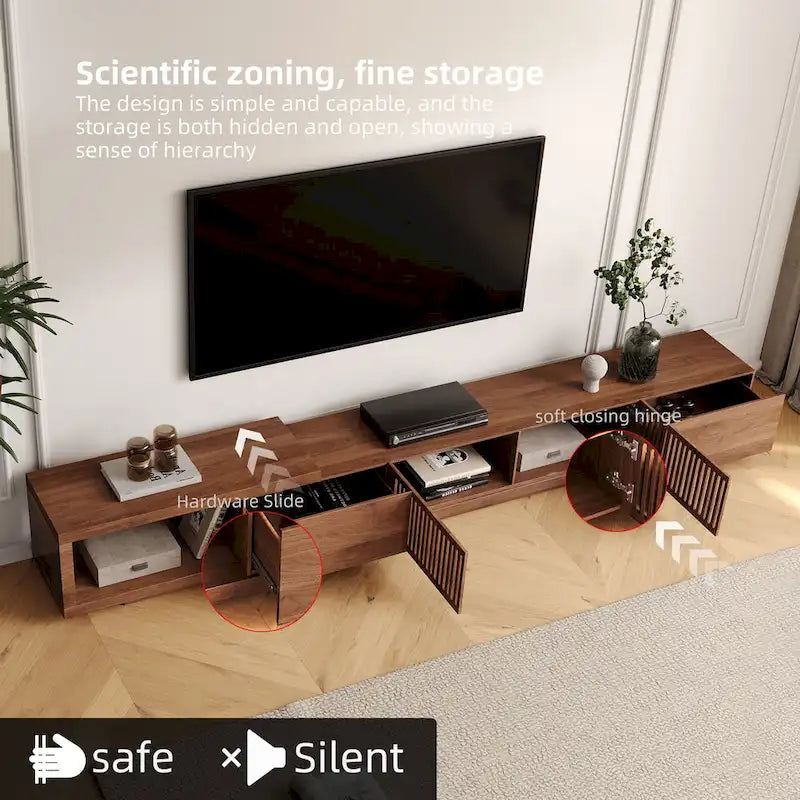 Mobile TV moderno retrattile ed estensibile con 4 cassetti, fino a 103 pollici - 78.54P x 15.74L x 13.78H