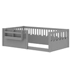 Lit cabane Montessori simple en bois Bellemave pour enfants, avec barrière surélevée et bibliothèque, pour filles et garçons