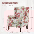 Fauteuil d’appoint moderne Erommy, fauteuil à dossier haut, canapé une place en tissu rembourré avec boutons et pieds en bois pour le salon