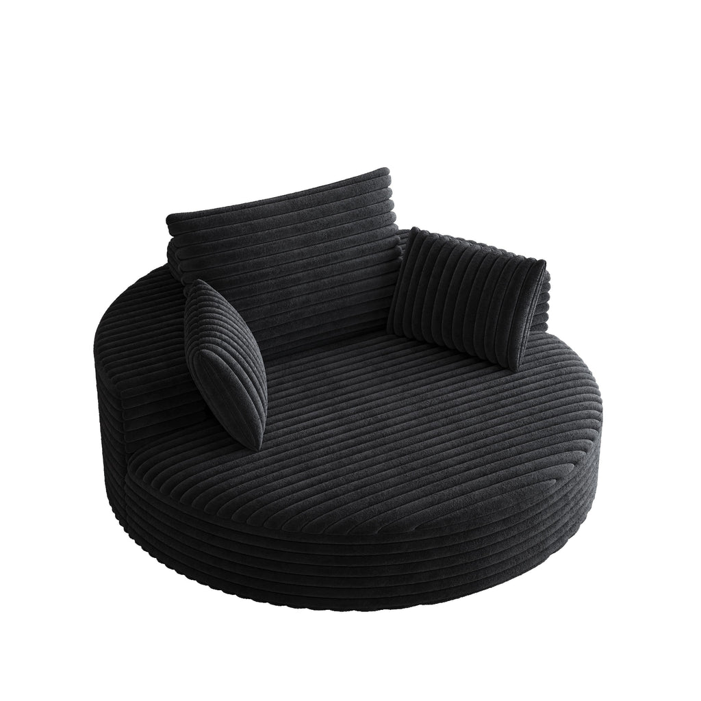 Fauteuil pivotant individuel en mousse et chenille côtelée