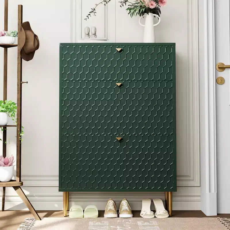Meuble de rangement à chaussures CLIHOME pour entrée, 24 paires, avec tiroirs basculants, étagère et placard
