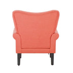 Fauteuil d’appoint moderne Erommy, fauteuil à dossier haut, canapé une place en tissu rembourré avec boutons et pieds en bois pour le salon