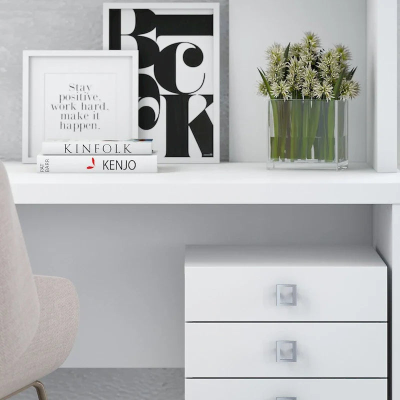 Bureau d’angle Echo en L avec surmeuble et tiroirs