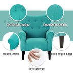 Fauteuil d’appoint moderne Erommy, fauteuil à dossier haut, canapé une place en tissu rembourré avec boutons et pieds en bois pour le salon