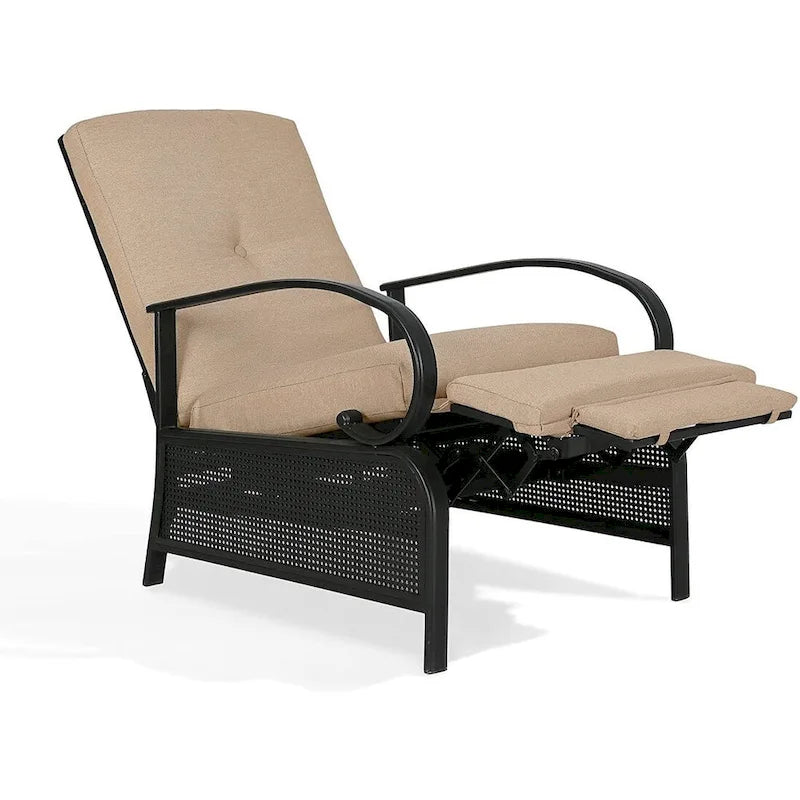 Poltrona reclinabile regolabile da giardino con cuscino - 38 (D) x 26.5 (W) x 38.5 (H) INCH