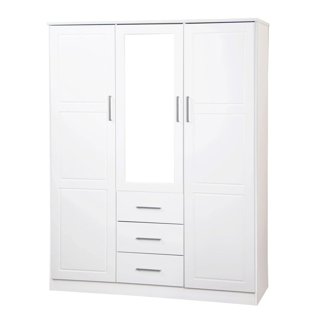 Armadio guardaroba a 3 ante Cosmo Palace Imports in legno massello al 100%, con ante in legno massello o a specchio
