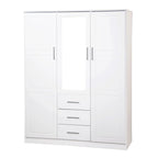 Armadio guardaroba a 3 ante Cosmo Palace Imports in legno massello al 100%, con ante in legno massello o a specchio