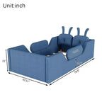 Letto a piattaforma singolo Whisen, struttura imbottita per letto a terra per bambini con cuscino a forma di coniglio e sponde laterali rimovibili