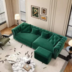 Canapé-lit escamotable et convertible Whisen en velours, format très grand lit, 3-en-1, avec ottoman amovible et design capitonné