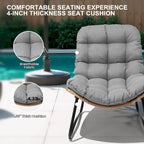 Fauteuils papasan d’extérieur avec coussin, en rotin PE, confortables pour la terrasse avec table d’appoint