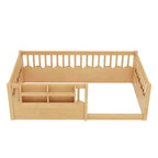 Lit cabane Montessori simple en bois Bellemave pour enfants, avec barrière surélevée et bibliothèque, pour filles et garçons