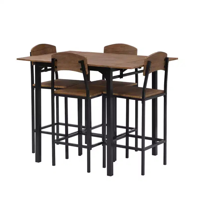 Ensemble Whisen de table à manger de ferme de 5 pièces avec rallonge rabattable, hauteur comptoir, et chaises de salle à manger