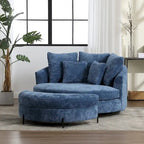 Fauteuil tonneau moderne rond avec 5 coussins et pouf en option