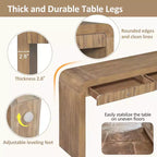 Table console rustique Whisen, table d’entrée et table d’appoint avec façade de tiroir cannelée