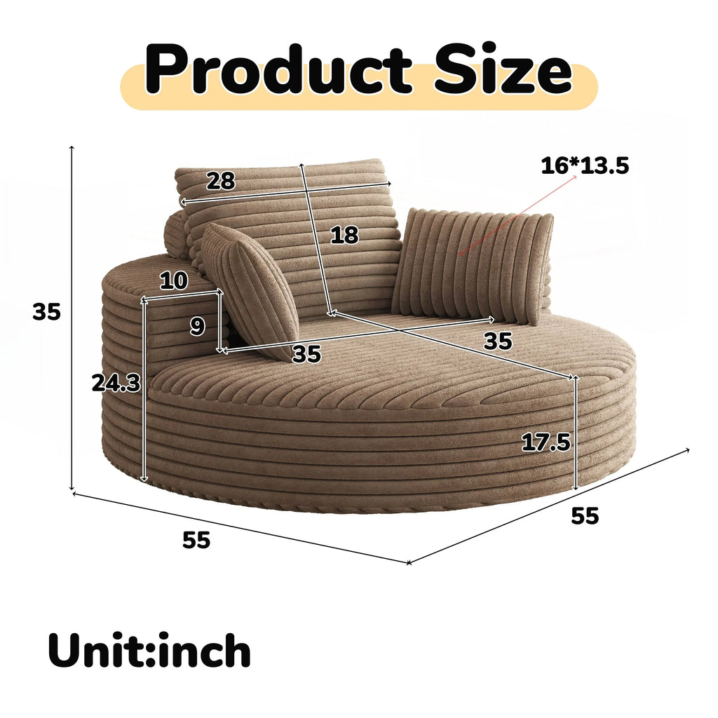 Fauteuil pivotant individuel en mousse et chenille côtelée