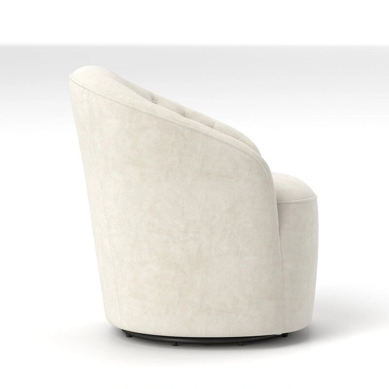 Lot de 2 fauteuils tonneau modernes SEYNAR en velours rembourré, pivotants à 360 degrés, avec dossier capitonné à boutons