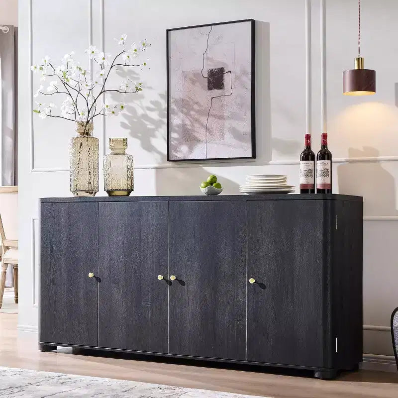 Credenza da cucina con 4 ante e ripiani, grande credenza moderna, mobile contenitore da 66 pollici per angolo caffè